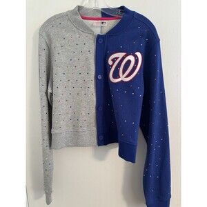 Terez X NBL Women’s XL Rhinestone Washington Nationals Nats Varsity Cardigan